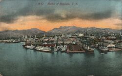 Honolulu Harbor, Oahu, Hawaii Territory Postcard Postcard Postcard