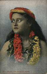 Hawaiian Maiden with Leis Honolulu, HI Postcard Postcard Postcard