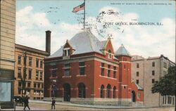 Post Office, Bloomington, Illinois Postcard