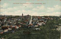 Panorama View, Business Section, Cambridge, Ohio Postcard