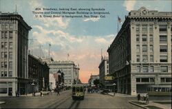 Broadway, Looking East San Diego, CA Postcard Postcard Postcard