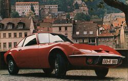 Red Opel GT Model 77 Sports Car Postcard