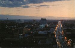 Sunset over Edmonton, Alberta showing Jasper Ave. Postcard