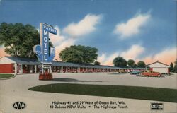 Valley Motel, Hwy 41 and 29 West of Green Bay, Wisconsin Postcard