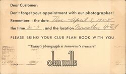 Olan Mills Photographer Appointment Reminder Postcard Postcard