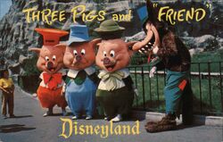 Three Little Pigs and the Big Bad Wolf at Disneyland Anaheim, CA Postcard Postcard Postcard