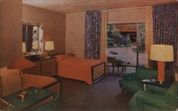 Interior Poolside Lanai Room, Hollywood Roosevelt Hotel Postcard