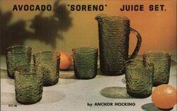 Avocado Soreno Juice Set by Anchor Hocking Postcard