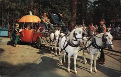 Santa's Pumpkin Coach Pulled by Ponies at Santa's Village Skyforest, CA Postcard Postcard Postcard