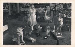 Mrs. I. H. Morse & Taxidermied Animals, Warren, NH Museum Postcard