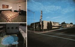 Visalia Inn Motel, Visalia CA - Room, Pool, Street View Postcard