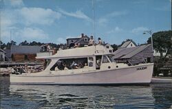 Passenger Boat "Holiday" docking at Five Islands, Boothbay Harbor Maine Lyman Owen Postcard Postcard Postcard