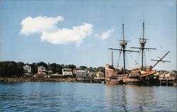 Mayflower II at dock in Plymouth Harbor Postcard