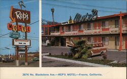 Rep's Motel, Fresno, California Postcard