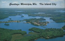 Aerial View of Minocqua, Wisconsin - The Island City Postcard