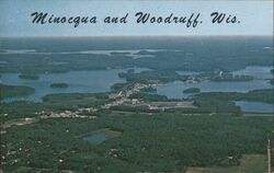 Aerial View of Minocqua and Woodruff, Wisconsin Postcard