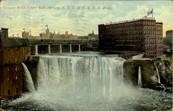 Genesee River Upper Falls Showing N. Y. C. & H. R. R. R. Bridge Rochester, NY Postcard Postcard