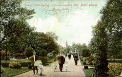 Central Mall Leading To Commonwealth Ave. Public Garden Boston, MA Postcard Postcard