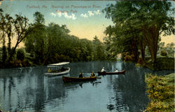 Boating On Presumpscot River, Riverton Park Portland, ME Postcard Postcard