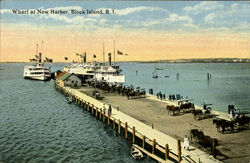 Wharf At New Harbor Block Island, RI Postcard Postcard