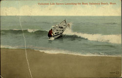 Volunteer Life Savers Launching The Boat Postcard