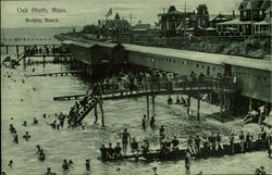 Bathing Beach Oak Bluffs, MA Postcard Postcard