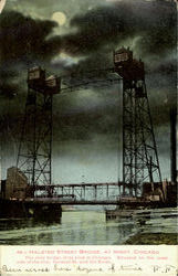 Halsted Street Bridge, At Night Postcard