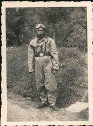 Man in Aviator or Tanker Jumpsuit and Goggles Original Photograph