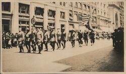 Springfield Mass. WWI Soldiers Parade with Flag Original Photograph