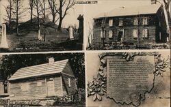 Marietta Ohio Mound, Old Block House, Oldest Building, Memorial Tablet Postcard