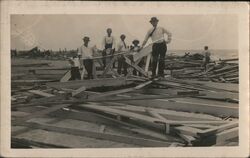 Group of Men & Boys Standing on Debris After Storm Disasters Postcard Postcard Postcard