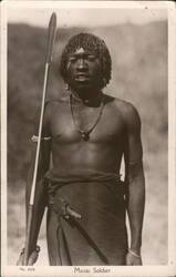 Masai Soldier with Spear Kenya Postcard Postcard Postcard