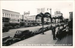 Looking North on Vine St. toward Wold Famous Hollywood Blvd. Los Angeles, CA Postcard Postcard Postcard