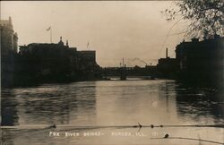 Fox River Bridge - Aurora, IL Postcard