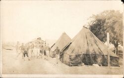 Group of Soldiers in Camp with Tents Postcard