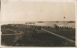 Military Camp and Ships Postcard