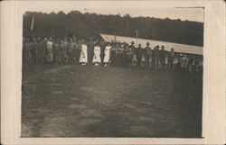 Group Portrait with Soldiers and Civilians, Summer Camp Postcard