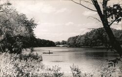 Man in Canoe on Concord River, Billerica, Massachusetts Postcard Postcard Postcard