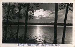 Sunset over Liverpool, Nova Scotia Lake Postcard