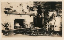 Interior, Community House, Douglas Lodge, Stuart Lake, BC Postcard