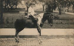 Boy on Horse, Real Photo Postcard Postcard