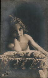 Young Girl with Pillow Children Tarot Postcard Postcard Postcard