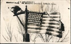 Cement Flag in Garden of Eden, Lucas, Kan. Postcard