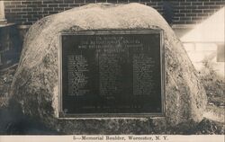 Memorial Boulder, Revolutionary War Soldiers, Worcester, NY Postcard