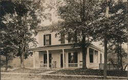 Vintage Home with Porch and Trees Postcard