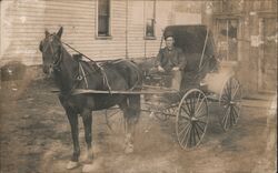 Man in Horse Drawn Buggy, 1910 Postcard