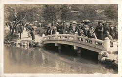 People on Bridge in Park, Japan, 1935 Kyoto, Japan Postcard Postcard Postcard