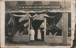 Patriotic F.X. Schlaich and Co. Meat Market Postcard