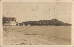 Waikiki Beach, Honolulu, Diamond Head Postcard