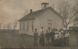 School House with Students Postcard